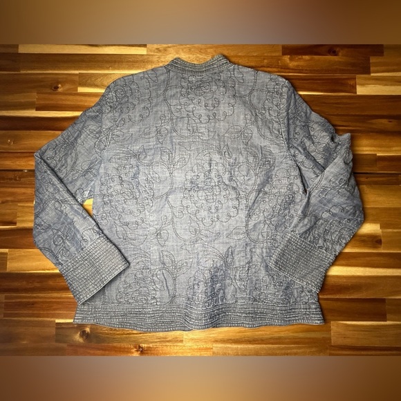 J. Jill Blue Utility Jacket Lightweight Casual - Picture 3 of 12